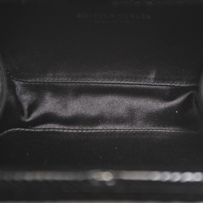 Bottega Veneta clutch Knot intrecciato woven in black canvas and lizard - Detail D2