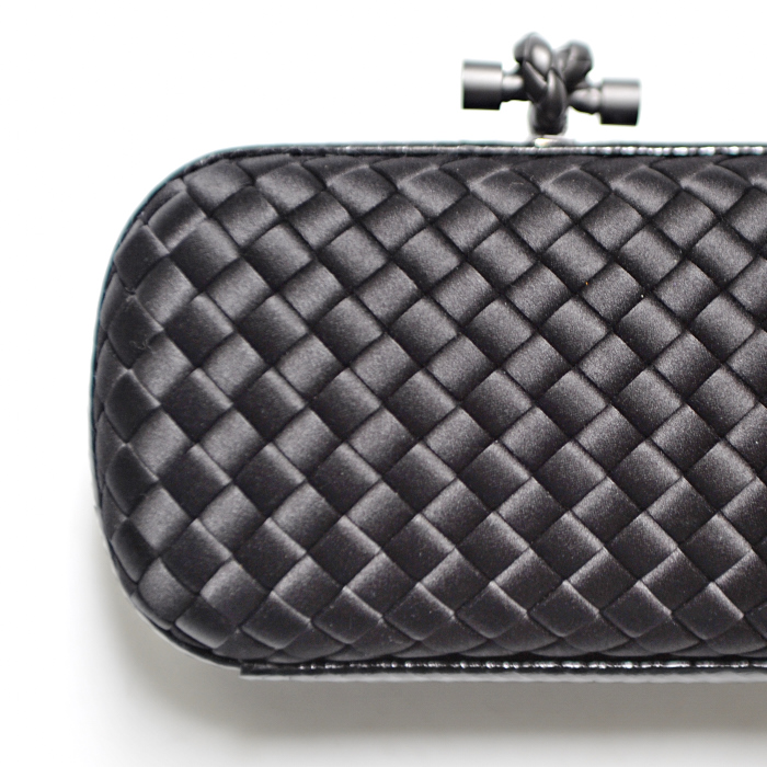 Bottega Veneta clutch Knot intrecciato woven in black canvas and lizard - Detail D4