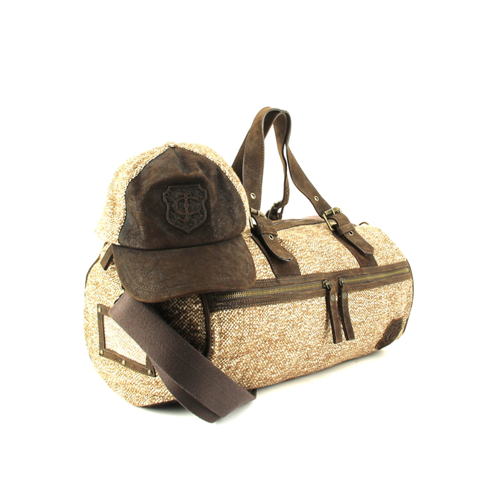 Bolso en jersey y ante marrón - Detail D1