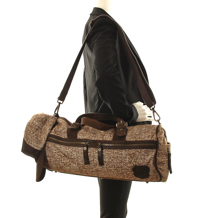 Bolso en jersey y ante marrón - Detail D2