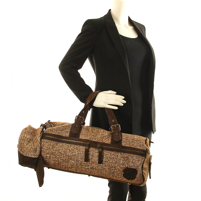 Bolso en jersey y ante marrón - Detail D3