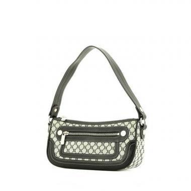 Celine Vintage Handbag in grey monogram denim canvas and black leather