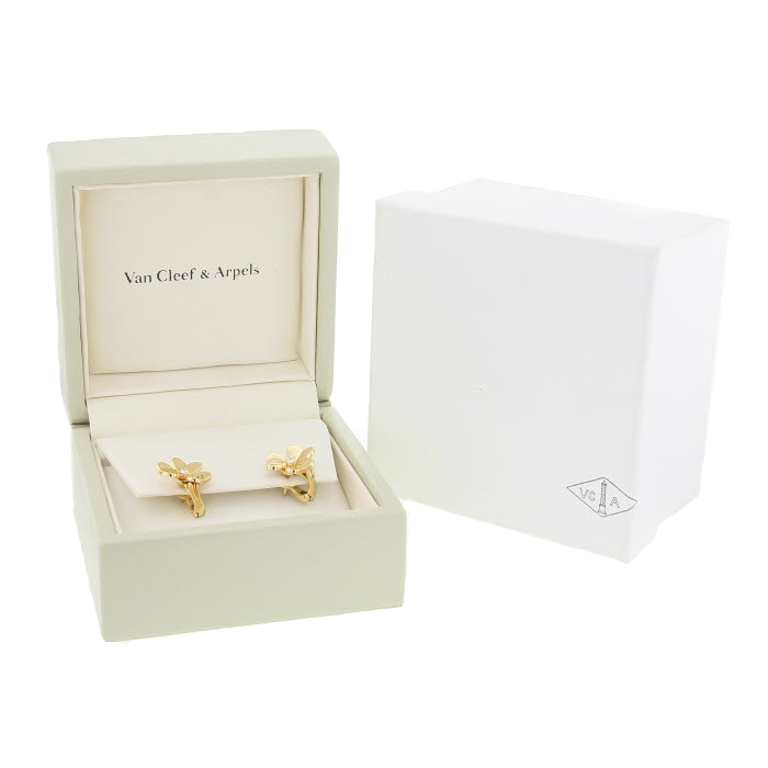 Van Cleef and Arpels pair of yellow gold and diamonds Frivole earrings - Detail D1