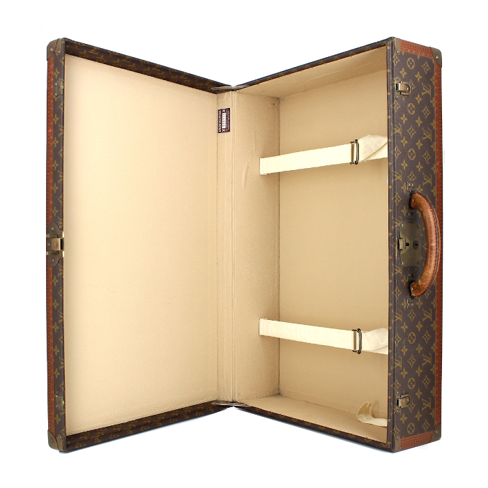 Louis Vuitton maleta rígida en lona Monogram y cuero natural - Detail D1