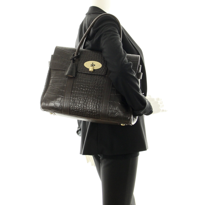 Mulberry Bayswater in brown leather imitated crocodile - Detail D1