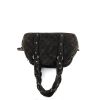 Handbag in brown quilted suede - 360 Back thumbnail