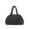 Handbag in brown quilted suede - 360 thumbnail