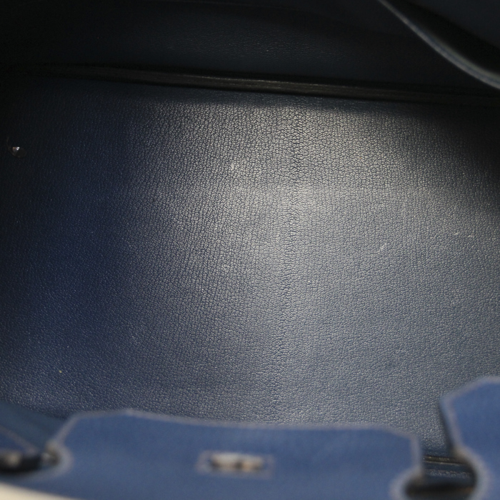 Bolso de mano Birkin 40 cm en cuero azul - Detail D2
