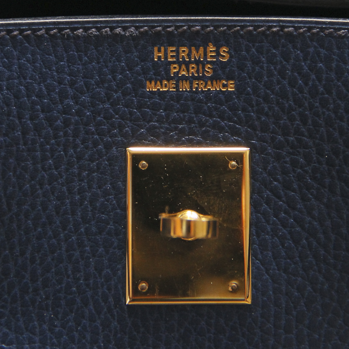 Hermes sac Birkin 40 cm en cuir bleu - Detail D3