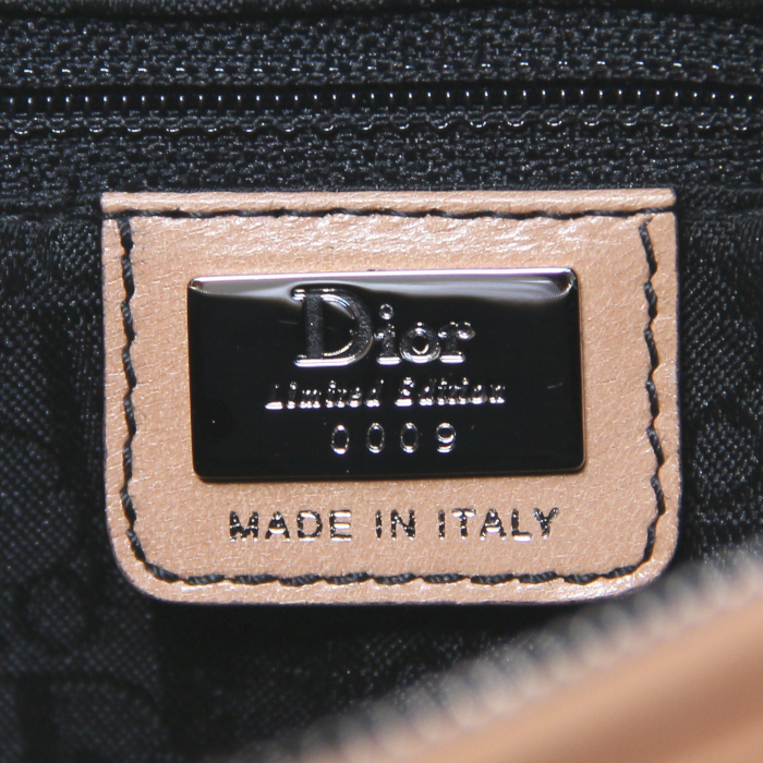 Christian Dior Lady Dior in beige leather and black lace - Detail D3