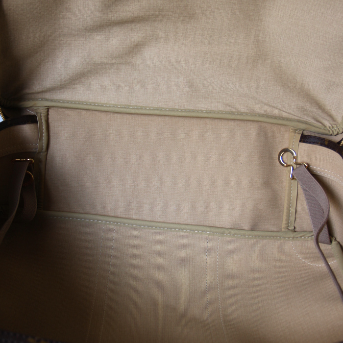 Borsa da viaggio in tela monogram cerata e pelle naturale - Detail D2