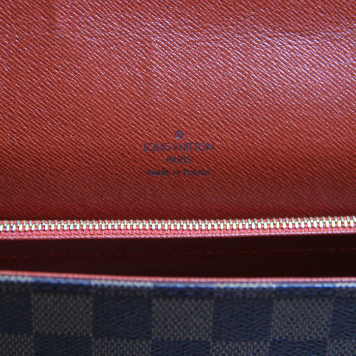 Louis Vuitton large model Tribeca Bag in damier canvas and brown leather - Detail D3