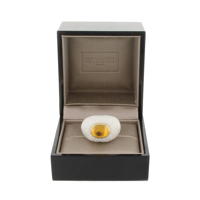 Bulgari white ceramic and citrine Chandra ring - Detail D1