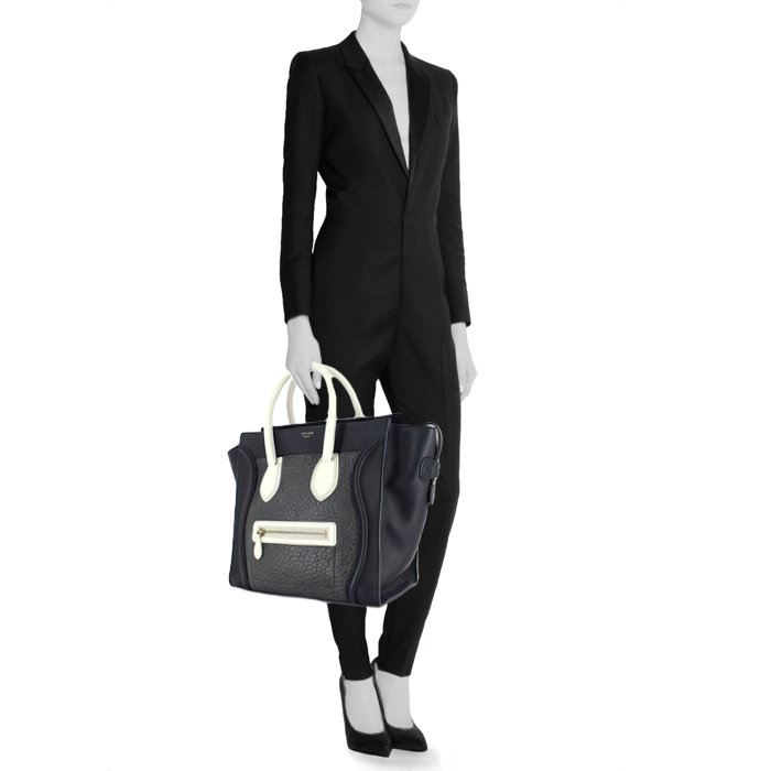 Celine Luggage large model in grey and black leather - Detail D1