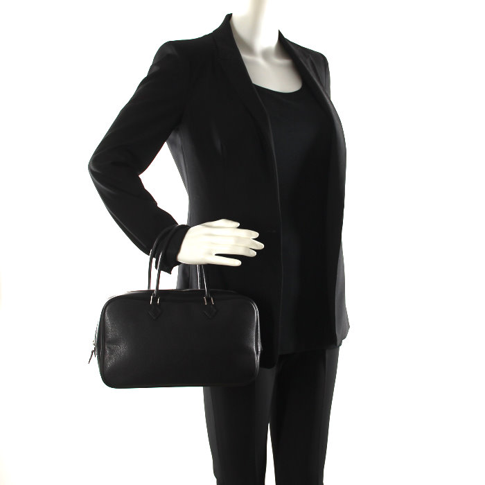 Hermès sac Plume Elan en cuir Epsom noir - Detail D1