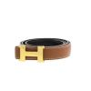 Hermès belt in black box leather and gold epsom leather - Detail D2 thumbnail