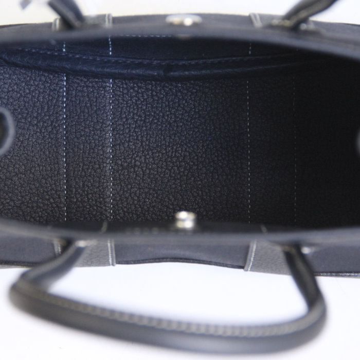 Hermès Garden Mini Bag in canvas and blue leather - Detail D2