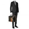 Hermes Plume briefcase in chocolate brown and orange leather - Detail D1 thumbnail