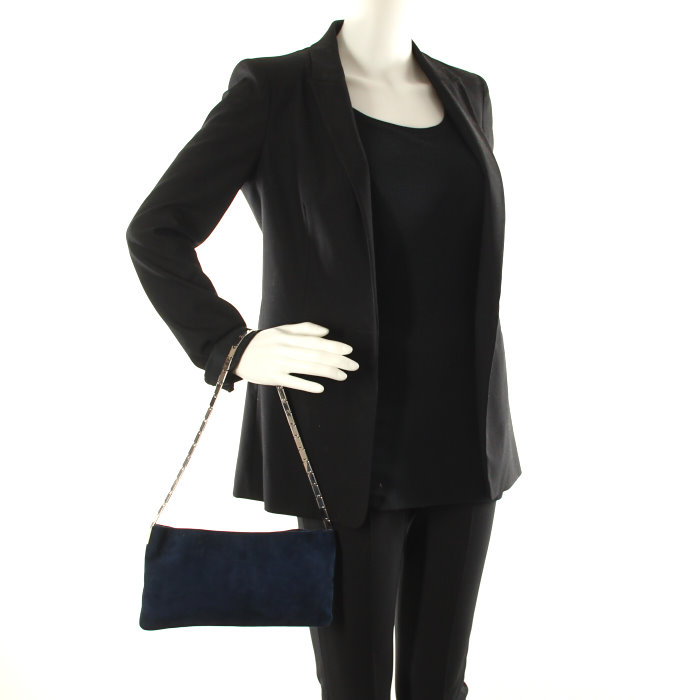 Lanvin clutch in blue suede - Detail D2