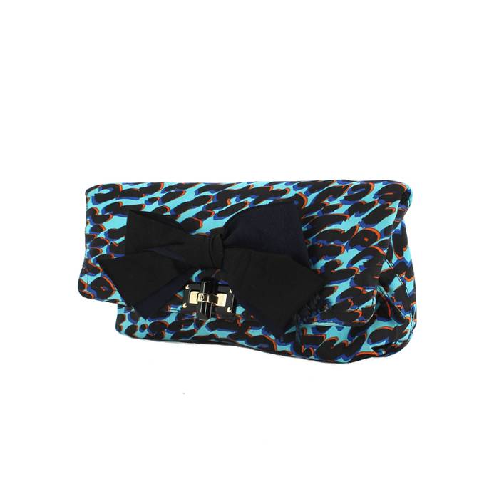 Lanvin Pochette en toile bleue à motif léopard