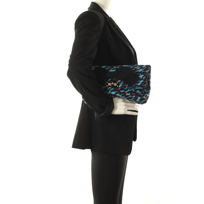 Lanvin Pouch in blue leopard canvas  - Detail D1