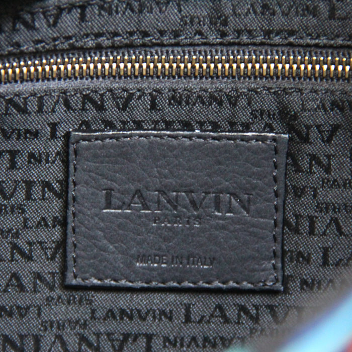 Lanvin Pochette en toile bleue à motif léopard - Detail D3