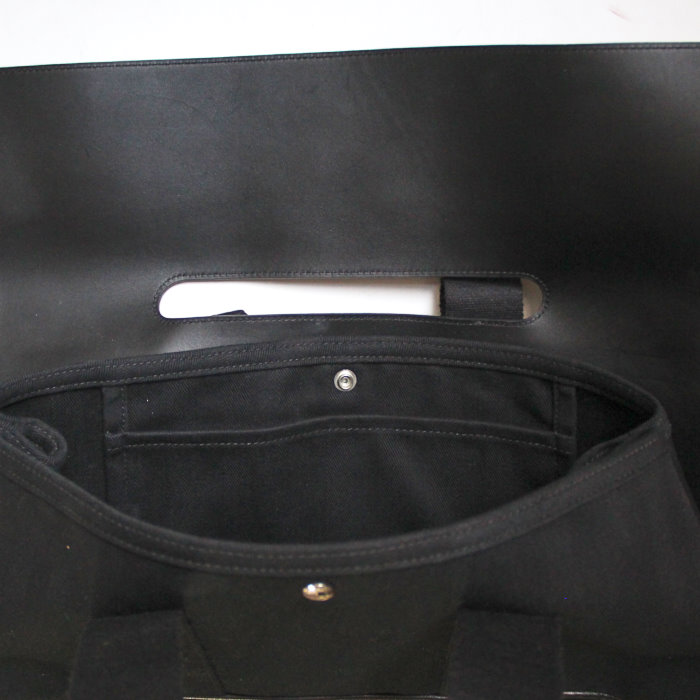 Hermès sac Valparaiso en toile et cuir noir - Detail D3