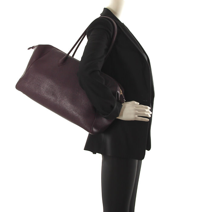 Hermes Paris-Bombay en cuir aubergine - Detail D1