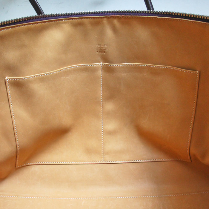 Hermes Paris-Bombay en cuir aubergine - Detail D3