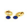 Round 1980's earrings in yellow gold and chalcedony - Detail D1 thumbnail
