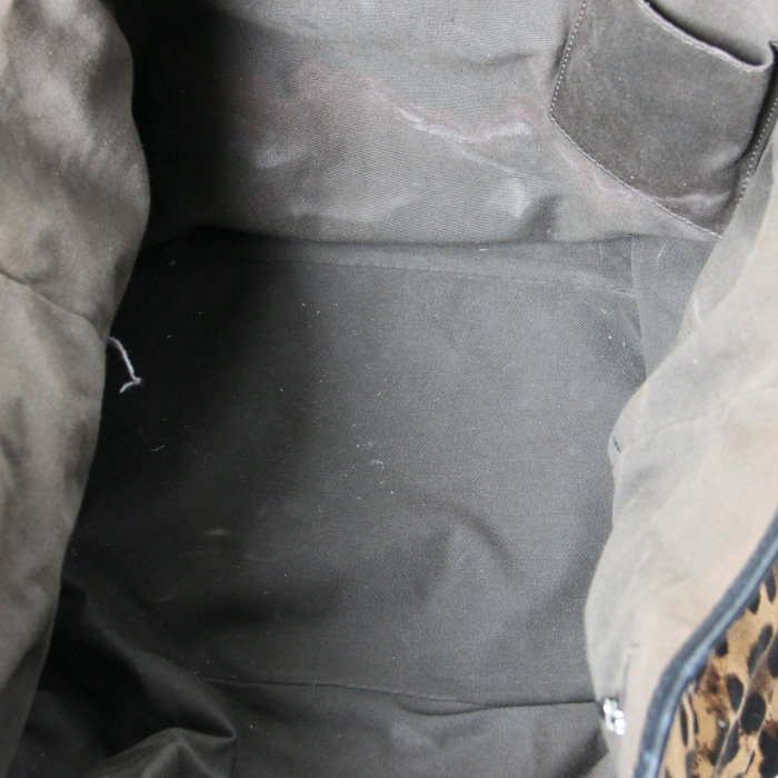 Dolce & Gabbana sac en toile imprimée léopard et cuir noir - Detail D2