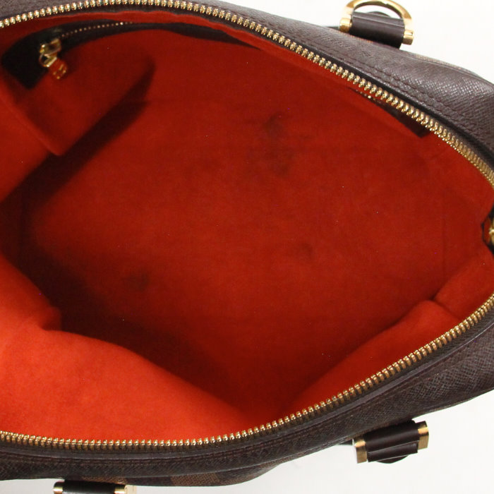 Louis Vuitton Brera Bag in damier ébène canvas and brown leather - Detail D2