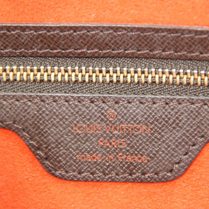 Louis Vuitton Brera Bag in damier ébène canvas and brown leather - Detail D4