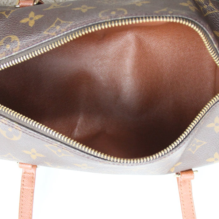 Borsa Louis Vuitton Papillon in tela monogram e pelle marrone - Detail D2