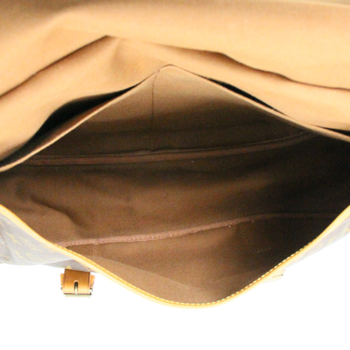 Borsa Louis Vuitton Saumur modello grande in tela monogram cerata e pelle naturale - Detail D3