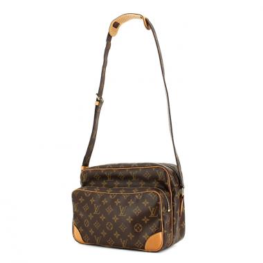 Bolso zurrón en lona Monogram revestida y cuero natural