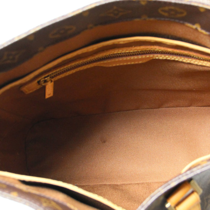 Borsa in tela monogram e pelle naturale - Detail D2