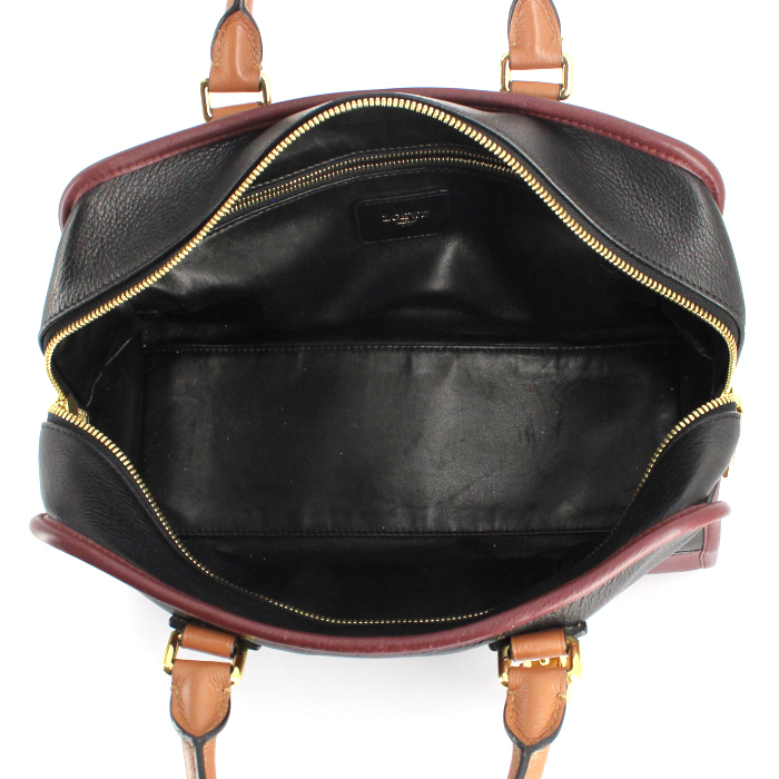 Sac à main Loewe Amazona en cuir tricolore noir bordeaux et marron - Detail D2