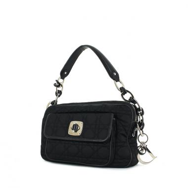 Dior Charming Lock Handbag in canvas cannage and black leather