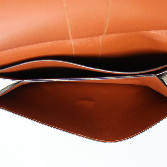 Borsa portadocumenti in tela monogram e pelle naturale - Detail D1