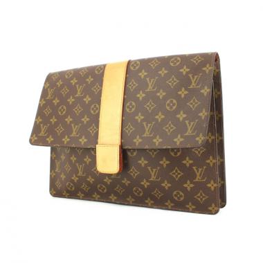 Borsa portadocumenti in tela monogram e pelle naturale