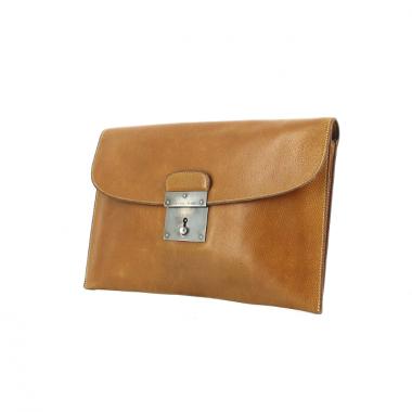 Hermès pochette en cuir fauve 