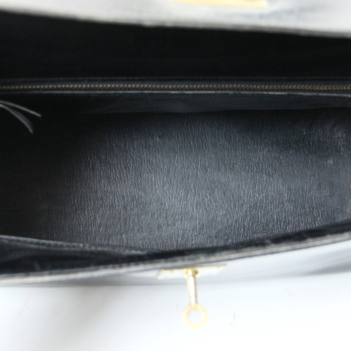 Bolso de mano Kelly 32 cm en cuero box negro - Detail D2