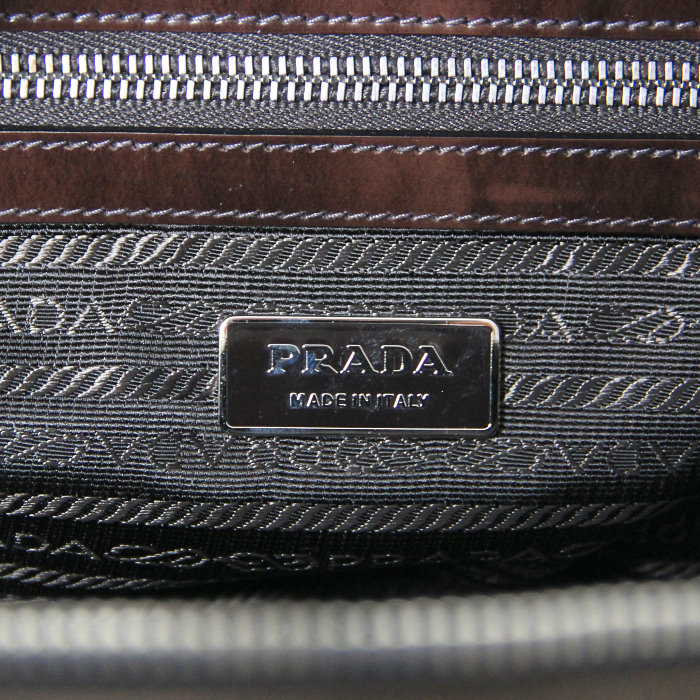 Prada en toile kaki et cuir marron  - Detail D3