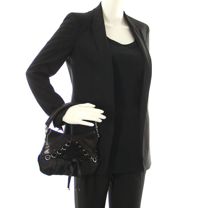 Bolso en cuero y lona negra - Detail D1