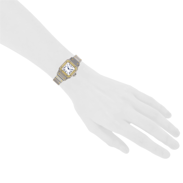 Reloj de pulsera Cartier Santos de oro y acero - Detail D1