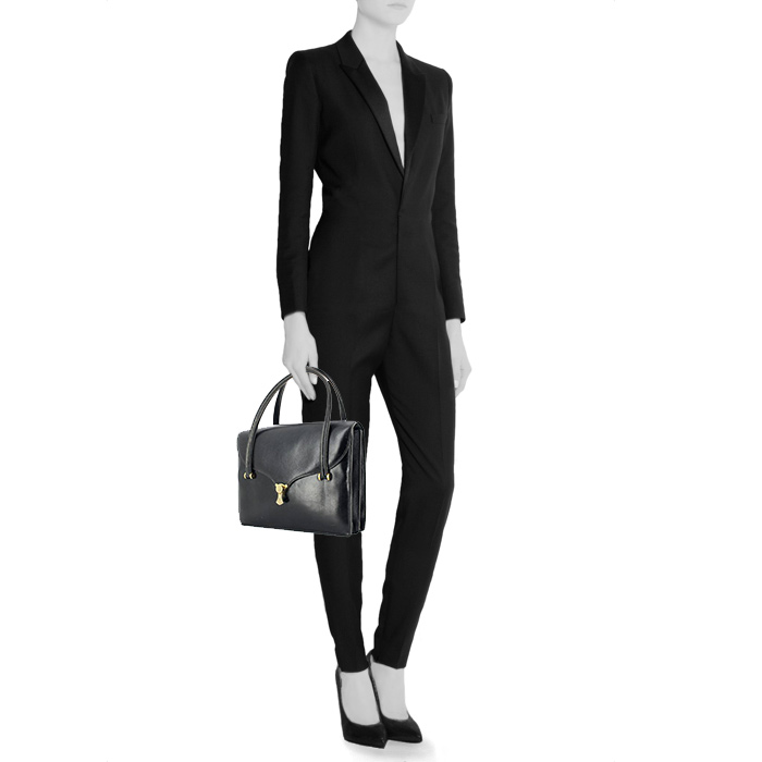Hermès Gâchette Handbag in black leather - Detail D1
