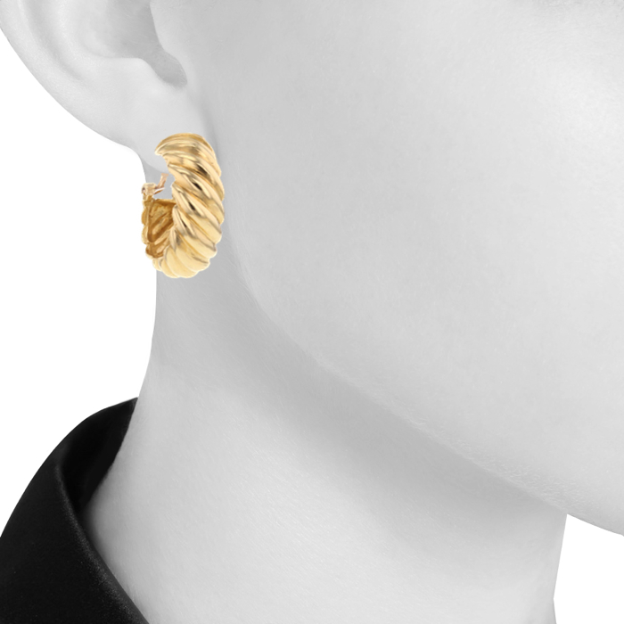 Orecchini a clip intrecciati in oro giallo - Detail D1