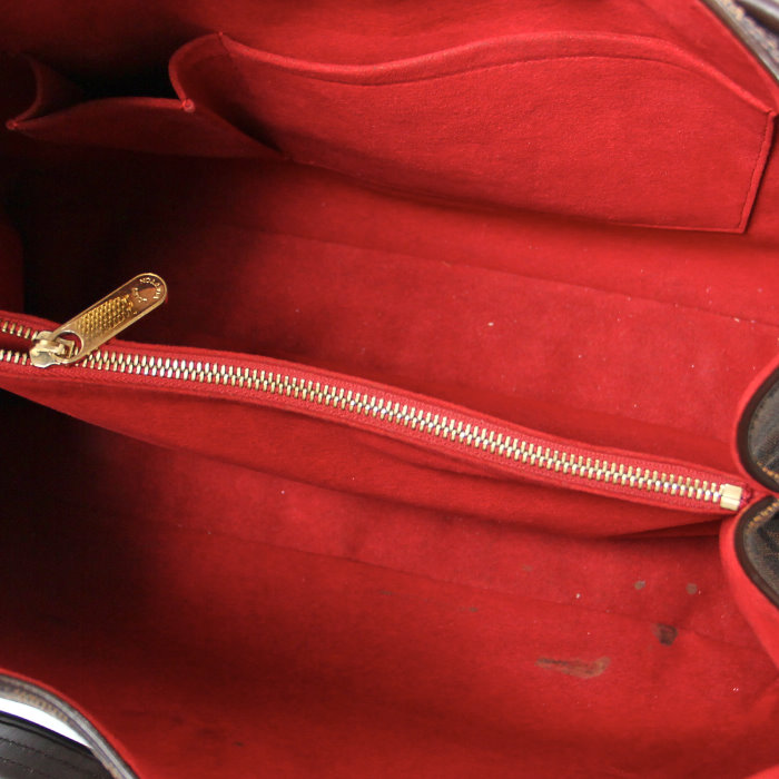 Louis Vuitton Griet en toile damier ébène et cuir marron - Detail D2