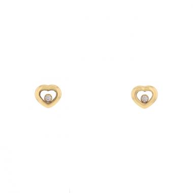 Chopard paire de puces d'oreilles Happy Diamonds coeur en or jaune et diamants